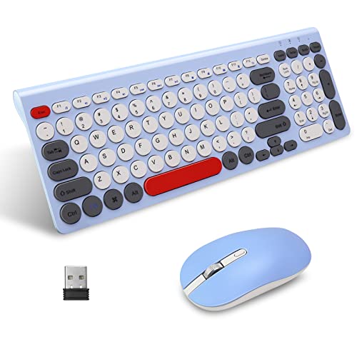 LeadsaiL Wireless Keyboard and Mouse Combo, Wireless USB Mouse and Computer Keyboard Set, Compact and Silent for Windows Laptop, Desktop, PC- Colorful - color: Colorful