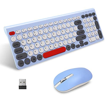 LeadsaiL Wireless Keyboard and Mouse Combo, Wireless USB Mouse and Computer Keyboard Set, Compact and Silent for Windows Laptop, Desktop, PC- Colorful - color: Colorful