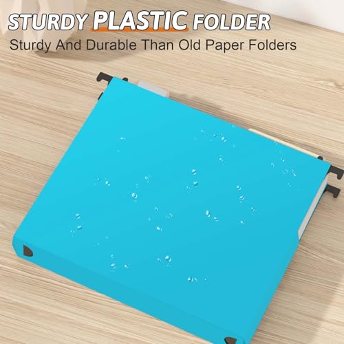 Plastic Hanging File Folders Expandable,12 Pack Extra Capacity Hanging File Folder Letter Size,2 Inch Expansion Heavy Duty Folders,Adjustable Tabs,Hanging Folder Designed for Bulky Files(Blue) - color: Blue