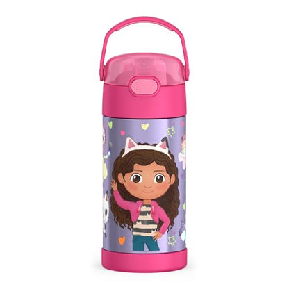 THERMOS FUNTAINER Water Bottle with Straw - 12 Ounce - Kids Stainless Steel Vacuum Insulated Water Bottle with Lid, Gabby’s Dollhouse - color: Gabby's Dollhouse