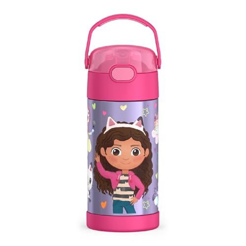 THERMOS FUNTAINER Water Bottle with Straw - 12 Ounce - Kids Stainless Steel Vacuum Insulated Water Bottle with Lid, Gabby’s Dollhouse - color: Gabby's Dollhouse