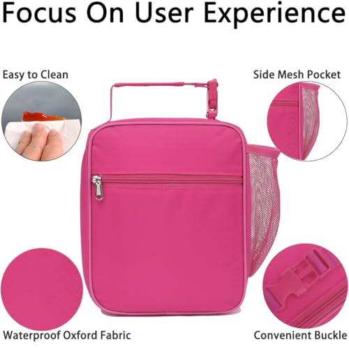 GYEUKHAM Insulated Lunch Bag for Women Girl Teen large Insulated Kid Lunch Bag,Large Reusable Cute Cooler Bag for School Work Picnic,Rose Red - color: Rose Red