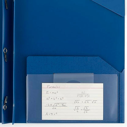 Five Star 2-Pocket Folder, Plastic Folder with Stay-Put Tabs and Prong Fasteners, Holds 8-1/2" x 11" Paper, Pacific Blue (72115) (Pack of 5) - color: Pacific Blue, size: 1 Count (Pack of 5)