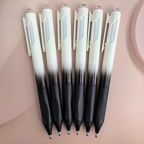 Fengtaiyuan Retractable Gel Pens, 1.0mm Bold Point, Quick Dry Black Ink, Gradient Black Barrel with Triangular Silicone Non-Slip Grip, Ergonomic Smooth Pens for Exam School Office [Pack of 6] - color: BlackFRW10P6