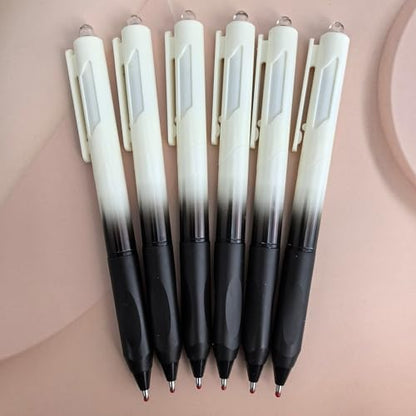 Fengtaiyuan Retractable Gel Pens, 1.0mm Bold Point, Quick Dry Black Ink, Gradient Black Barrel with Triangular Silicone Non-Slip Grip, Ergonomic Smooth Pens for Exam School Office [Pack of 6] - color: BlackFRW10P6