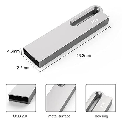 Aiibe 10 Pack 2GB Flash Drive Bulk Metal USB Flash Drives USB 2.0 Thumb Drives USB Drive with Keychain, Waterproof - Silver - color: Silver 10 Pack, size: 2GB