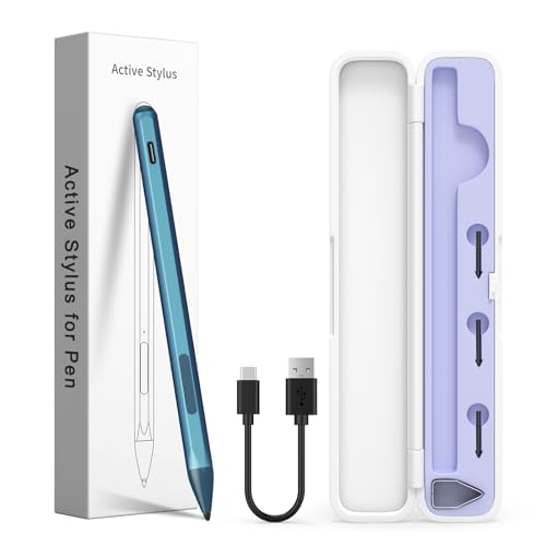Stylus Pen for HP Envy X360, Pavilion X360, Specter X360, MPP 2.0 Tilt-Active Stylus with 4096 Levels of Pressure Sensitivity, Convenient Storage Case, Supports Type-C Fast Charging, Blue - color: Blue, size: HP