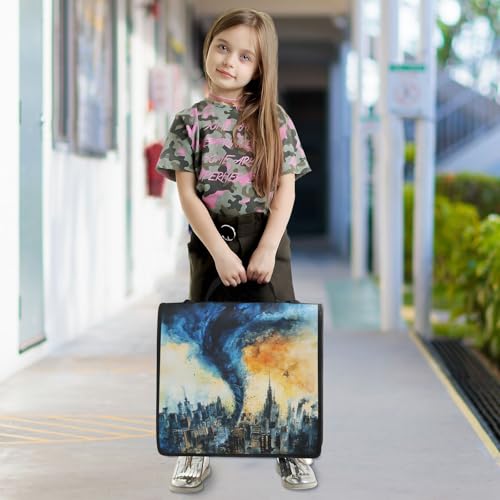 Krafig Storm Blue Tornado Zipper Binder Bag 3 Ring with Handle Shoulder Strap, Binder File Organizer Bag Storage Case for School Office Work
