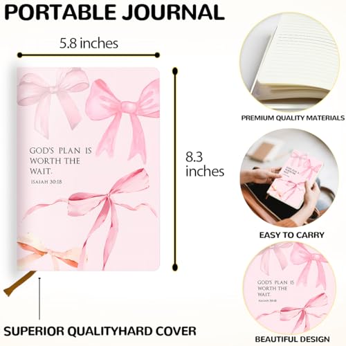 Pink Bow Bible Hard Shell Journal Notebook, Bible Notebooks for Note Taking, College Ruled Notebook, Inspirational Hardcover Notebooks, Journals for Writing Note Taking 200 Sheets (5.8 x 8.3)-4 - color: Multi 1569