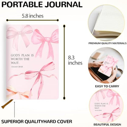 Pink Bow Bible Hard Shell Journal Notebook, Bible Notebooks for Note Taking, College Ruled Notebook, Inspirational Hardcover Notebooks, Journals for Writing Note Taking 200 Sheets (5.8 x 8.3)-4 - color: Multi 1569