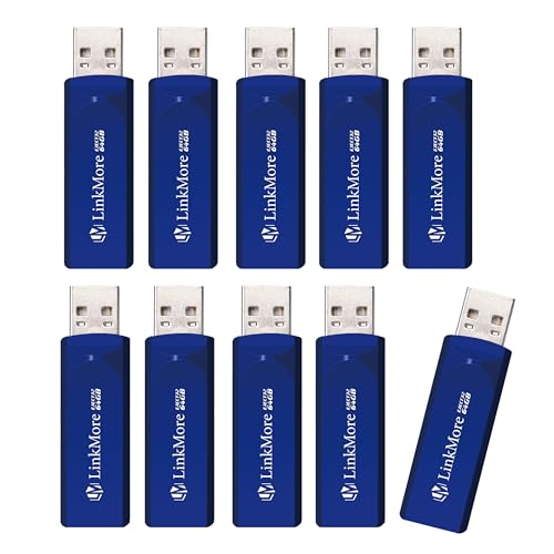 LinkMore 64GB (10 Pack) EJECT32 USB Flash Drive – USB 3.2 Retractable Memory Stick, Read up to 100MB/s, Write up to 30MB/s, High-Speed Thumb Drive for PC, Mac, Laptop, Car Audio, Smart TV - color: Blue(EJ32)-64GB-10pack, size: 64GB