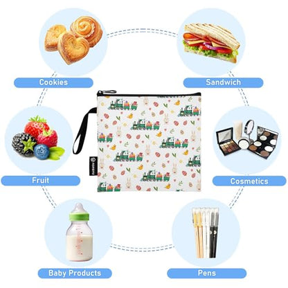 Reusable Food Storage Bags Easter Rabbit 3 Pack Set Lunch Bag Compact Sandwich Snack Bag Small Medium Large for Lunch, Travel & Organization - color: Bag 24