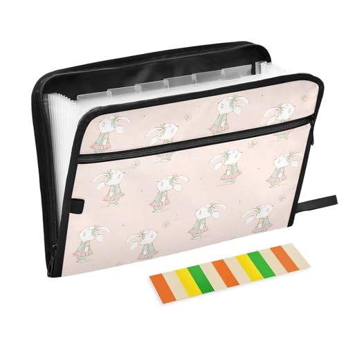 Cute Bunny Butterflies File Folders,Plastic Folders with 13 Pockets,Expandable File Folder for Documents School Students Office,Aesthetic Folder with Labels A4 Letter Size - color: Multicolor 28