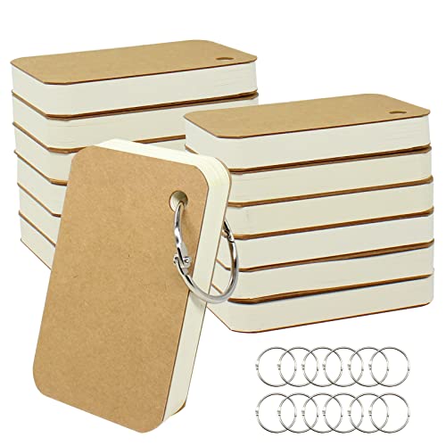 zmybcpack 12 Pack 2.2x3.5 Inches Mini Blank Flash Cards with Binder Rings | Blank Easy Flip Index Card Mini Study Cards for Studying, 60 Sheets Each Pack - size: 2.2"x3.5"(12pack blank)