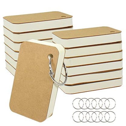 zmybcpack 12 Pack 2.2x3.5 Inches Mini Blank Flash Cards with Binder Rings | Blank Easy Flip Index Card Mini Study Cards for Studying, 60 Sheets Each Pack - size: 2.2"x3.5"(12pack blank)
