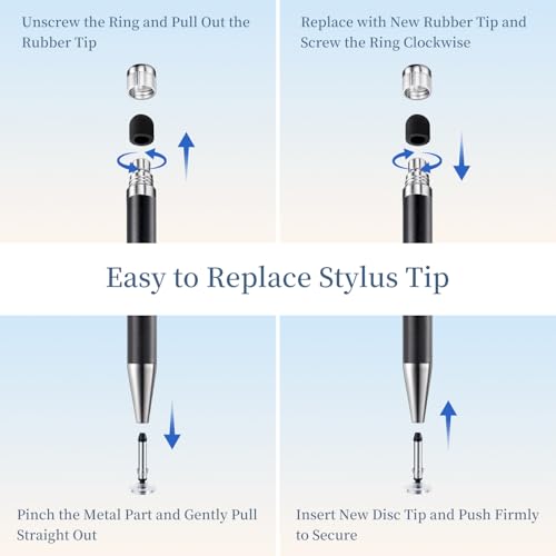 ChaoQ Stylus Pen for Touchscreen 6pcs 2-in-1 Stylus Pen for iPad iPhone | High Sensitivity and Precision Suitable for iPad iPhone Android Tablets and All Touch Screens - (Black) - color: 6 Black