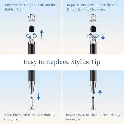 ChaoQ Stylus Pen for Touchscreen 6pcs 2-in-1 Stylus Pen for iPad iPhone | High Sensitivity and Precision Suitable for iPad iPhone Android Tablets and All Touch Screens - (Black) - color: 6 Black