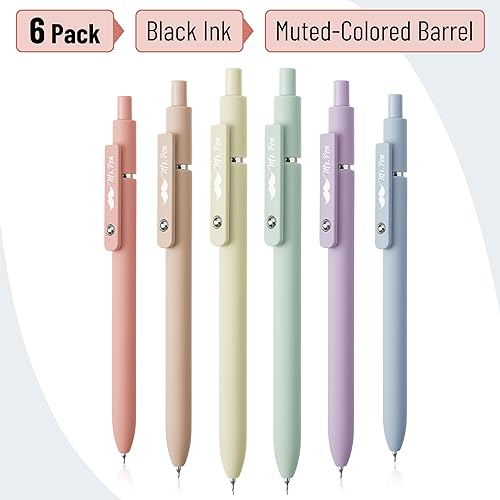 Mr. Pen- Retractable Gel Pens, 6 Pack, Pastel Barrels, Black Ink, Fast Dry | Fine Point 0.5mm, Cute Aesthetic for Journaling - color: Pastel Barrels