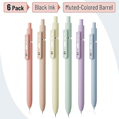 Mr. Pen- Retractable Gel Pens, 6 Pack, Pastel Barrels, Black Ink, Fast Dry | Fine Point 0.5mm, Cute Aesthetic for Journaling - color: Pastel Barrels