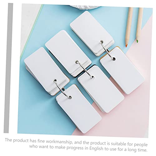 8pcs Thick Blank Cards Memory Cards Notebook Binding Ring Flashcards Memo Pad for Students - size: 7X4CM
