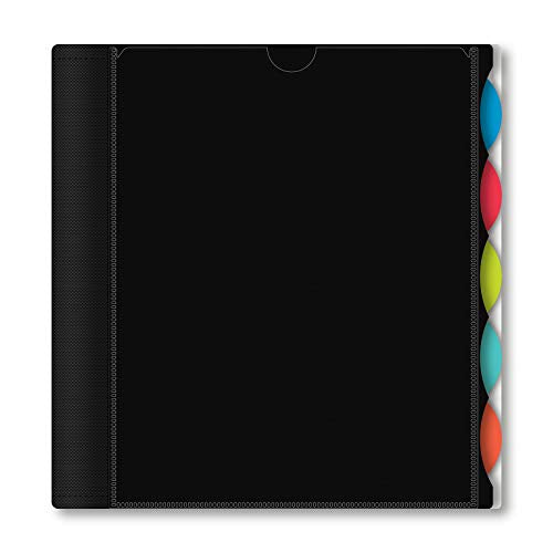 IQ+ iScholar 5-Subject Poly Cover Wirebound Notebook, College Ruled, 11 x 8.5 Inch Sheet Size, 200 Sheets, Black (59906-BK) - color: Black, size: 5 Subject, style: College Ruled