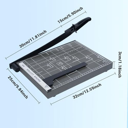 Guillotine Paper Cutter, 12" Cut Length Paper Trimmer with Sharp Blade and Metal Base, 12 Sheets Capacity with Safety Guard, Precision paper slicer for Cutting Paper, Card,Photos,Vinyl