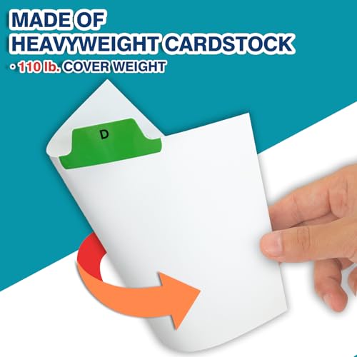 Chell 5"x8" Index Card Dividers, A-Z Tabbed, with Blank Stickers, 1 Set | Bright Colors, Heavyweight, Made of 110 lb. Cover Weight Paper, Alphabetical, Blank Stickers - size: 5"x8"