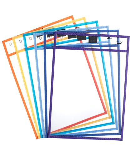 Mr. Pen- Reusable Dry Erase Pocket Sleeves, 10" x 14", 6 Pack, Colorful | Clear Plastic Paper Sleeves, Ticket Holders, Clear Plastic Sheet Protectors, Teacher, School, Classroom Supplies - color: Winter, size: 6 Pack