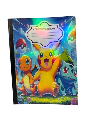 Cute Composition Notebook Wide Ruled – Colorful Cartoon Style Cover, Durable School Notebook for Kids, Students, Boys & Girls, Journal for Writing, Back to School Supplies