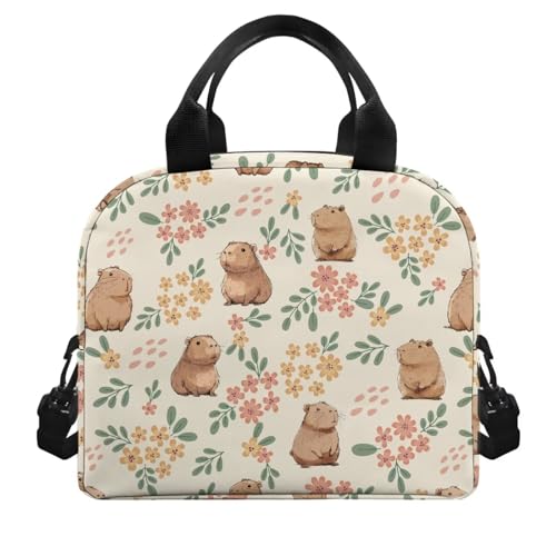 Kawaii Simple Modern Lunch Box for Girls 4-6 Capybara Preschool Lunch Box Boys 6-8 One Piece Meal Bag for Kids 8-10 Kindergarten Toddler Children Elementary School Adjustable Shoulder Strap - color: Kawaii Kapybara