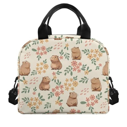 Kawaii Simple Modern Lunch Box for Girls 4-6 Capybara Preschool Lunch Box Boys 6-8 One Piece Meal Bag for Kids 8-10 Kindergarten Toddler Children Elementary School Adjustable Shoulder Strap - color: Kawaii Kapybara
