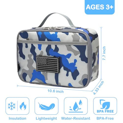FlowFly Kids Lunch box Insulated Soft Bag Mini Cooler Back to School Thermal Meal Tote Kit for Girls, Boys, Flag - color: Flag