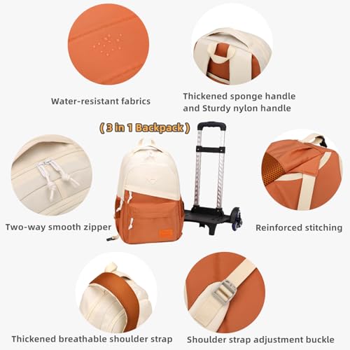 Rolling Backpack for Boys Girls School BookBag with Wheels Kids Luggage Trolley Back Pack on Wheels Elementary Travel Bag - color: Grey Six Wheels, size: 6 Wheels