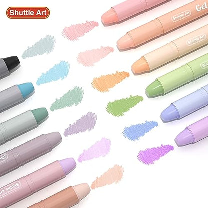 Shuttle Art Bible Highlighters and Pens No Bleed, 12 Mild Colors Gel Highlighters No Bleed Through, Bible Journaling Supplies, Great for Journaling Highlighting and Studying - color: 12 Mild Colors