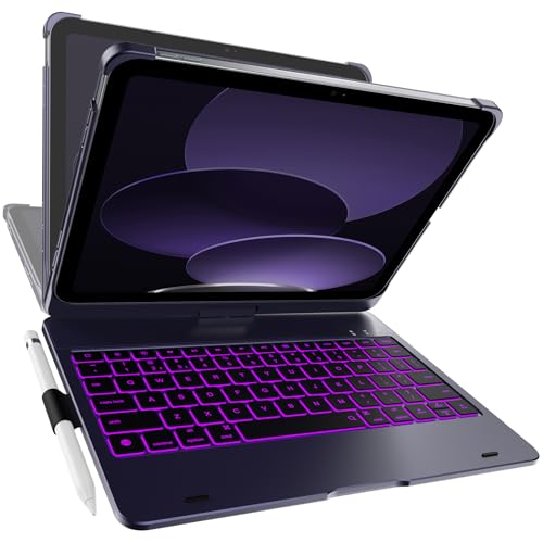 typecase Flexbook iPad A16 11th & 10th Gen Keyboard Case, Midnight Amethyst | Fits iPad A16 11-inch 2025 & 10th Gen 10.9-inch 2022; trackpad-free typing, long battery, 360° hinge, 11-color backlit - color: Midnight Amethyst