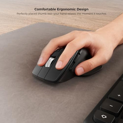 KYSONA Ergonomic Keyboard Mouse Wireless Combo, Full Size Bluetooth Split Keyboard with Wrist Rest, 4 Level DPI Ergo Mouse for Windows Mac OS Computer, Black - color: Black