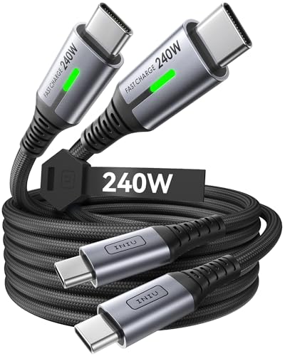 INIU USB C to USB C Cable, 240W Fast Charging Type C Charger Cord, Braided USBC Phone Charger Cable for iPhone 17 16 Pro Max Samsung S26 S25 Laptops MacBook Air 15 M3 iPad Switch [6.6ft+6.6ft Black] - color: Black, size: 6.6ft+6.6ft