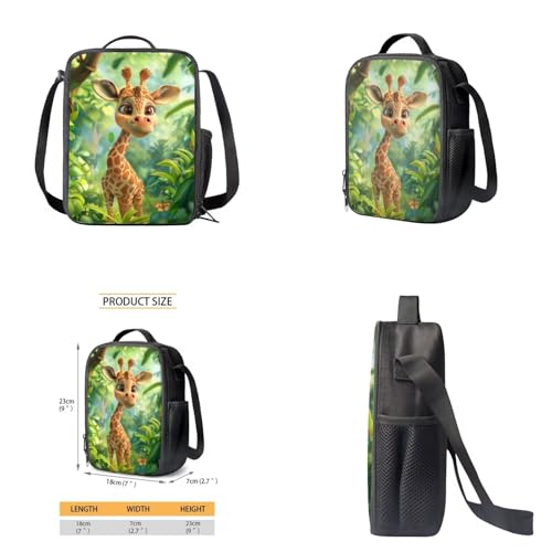 Giraffe Backpack for Girls Kids Backpack with Lunch Box Water Bottle Bag and Cute Pencil Case 4PCS Set Bookbag with Front Pocket for School 17 inch Lightweight School Bag for Elementary Girls - color: Cute Giraffe