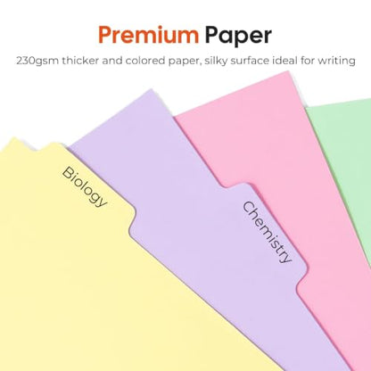 Dynta 15 Sets Binder Dividers 75 Dividers, 8.5 X 11 Paper Binder Dividers Blank with 5 Big Tabs for School, Office and Home, Colorful