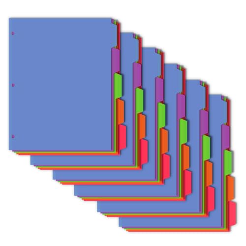 5 Tab Binder Dividers for 3 Ring Binder, Write&Erase Plastic Dividers, Multicolor, Page Dividers with Tabs for School Office,6 Sets(30pcs) - color: Rainbow, size: 5TAB-6SET