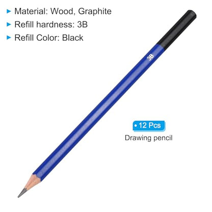 PATIKIL 3B Drawing Pencils for Sketching, 12PCS Sketch Pencils for Drawing Art Pencils Graphite Wood Pre-sharpened for Drawing Sketching Artists, 3B Pencils - size: 1 Count (Pack of 1), style: 3B