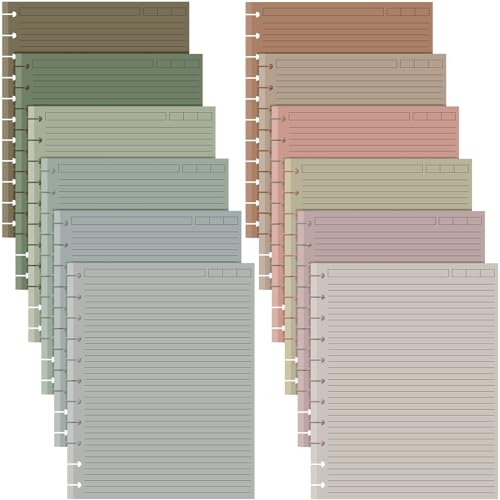PerKoop 12 Pack 480 Sheets Colored Discbound Refill Paper 8.5 x 11 Inch College Ruled 11 Disc Letter Size Lined Paper Multicolored Notebooks for Refill Journaling(Novel Color) - color: Novel Color
