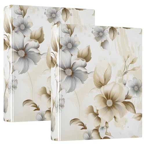 Emelivor Hibiscus Flowers Vintage 3 Ring Binder 1.5 Inch Rings View Binders Holds 200 Sheets 2 Inch Binder for Letter Size Paper Binder Organizer for School Office Supplies Home, 2 Pack - color: Hibiscus Flowers Vintage