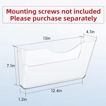 SUPEASY Clear Acrylic Wall File Organizer, One-Piece Wall Mount File Holder for Mail Magazines Letter Size Folders, Single Pocket for Office, Home or Classroom, 6 Pack Screws Not Included - size: 6 Pack