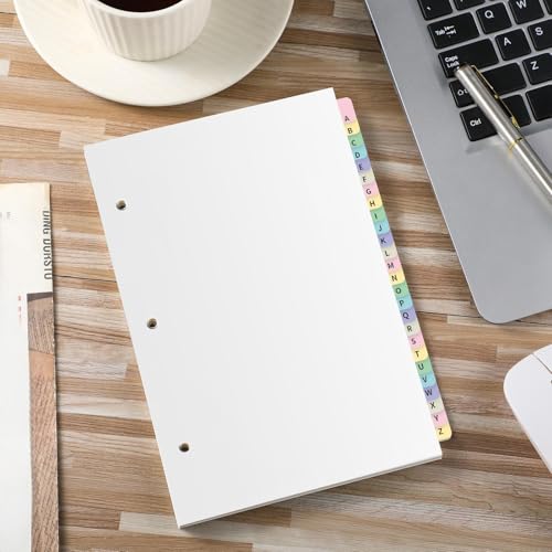 Sayglossy 1 Set A to Z Tab Alphabet Dividers for 3 Ring Binder 5 1/2 x 8 1/2 Inch Binder Dividers Customizable Table of Contents Page with A to Z Tabs for Student Teacher Office Organize (Pastel) - color: Pastel