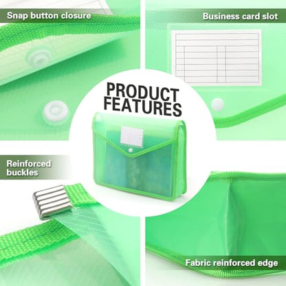 Tamaki Plastic Expanding File Folder, Fit Letter/A4 Size, Green, 1 Pack | Transparent Envelopes with Snap Closure, No Dividers, Large Capacity - color: Green