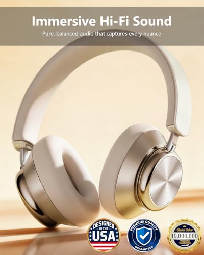 Wentronic Y03 Bluetooth Headphones Wireless Active Noise Cancelling Over Ear Headphones 48 Hours Playtime High Sound Quality 6 EQ Music Mode Headphones with Soft Ear Cushion - Starlight - color: Starlight