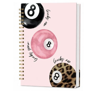 KDHTY Preppy Trendy Leopard Print Y2K Luck 8 Ball Spiral Notebook Journal,Pink Aesthetic Girly Notebook for Teens Girls Back to School Hardcover Notebook for Work School Office Supplies,5.5x8.3 - style: preppyball 4