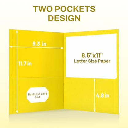SUNEE Folders with Pockets(25 Pack, Yellow), 2 Pocket Folders Fit Letter Size Paper, Paper File Folder for School Office Home Business - color: Yellow, style: 25-Pack