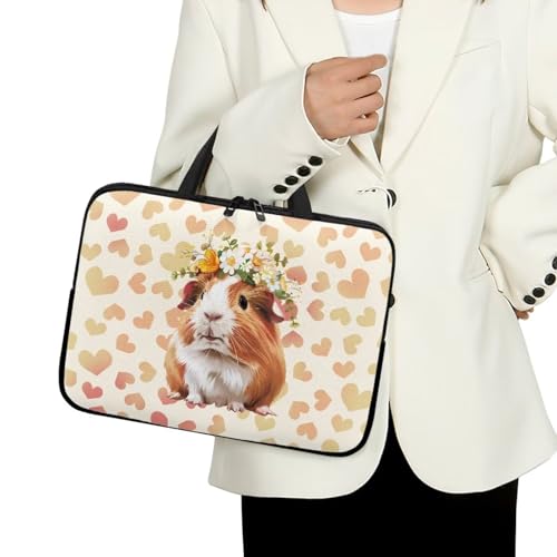HUGS IDEA Laptop Sleeve Carrying Case for Women Computer Cover with Handle Notebook Messenger - color: Cute Guinea Pig, size: 17inch